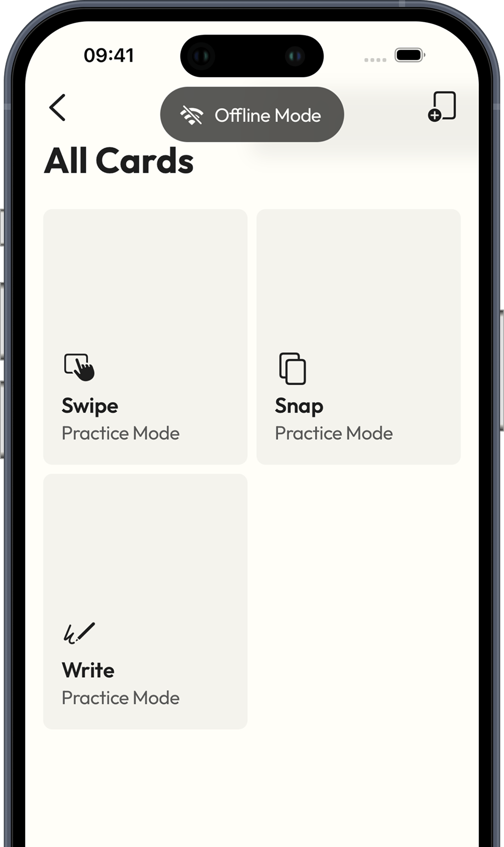 Cards and progress available with offline mode